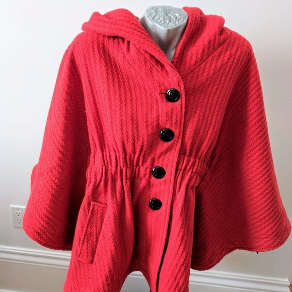 SOLD Steve Madden Cape Jacket Hood Size XL Orange - Picture 1 of 8